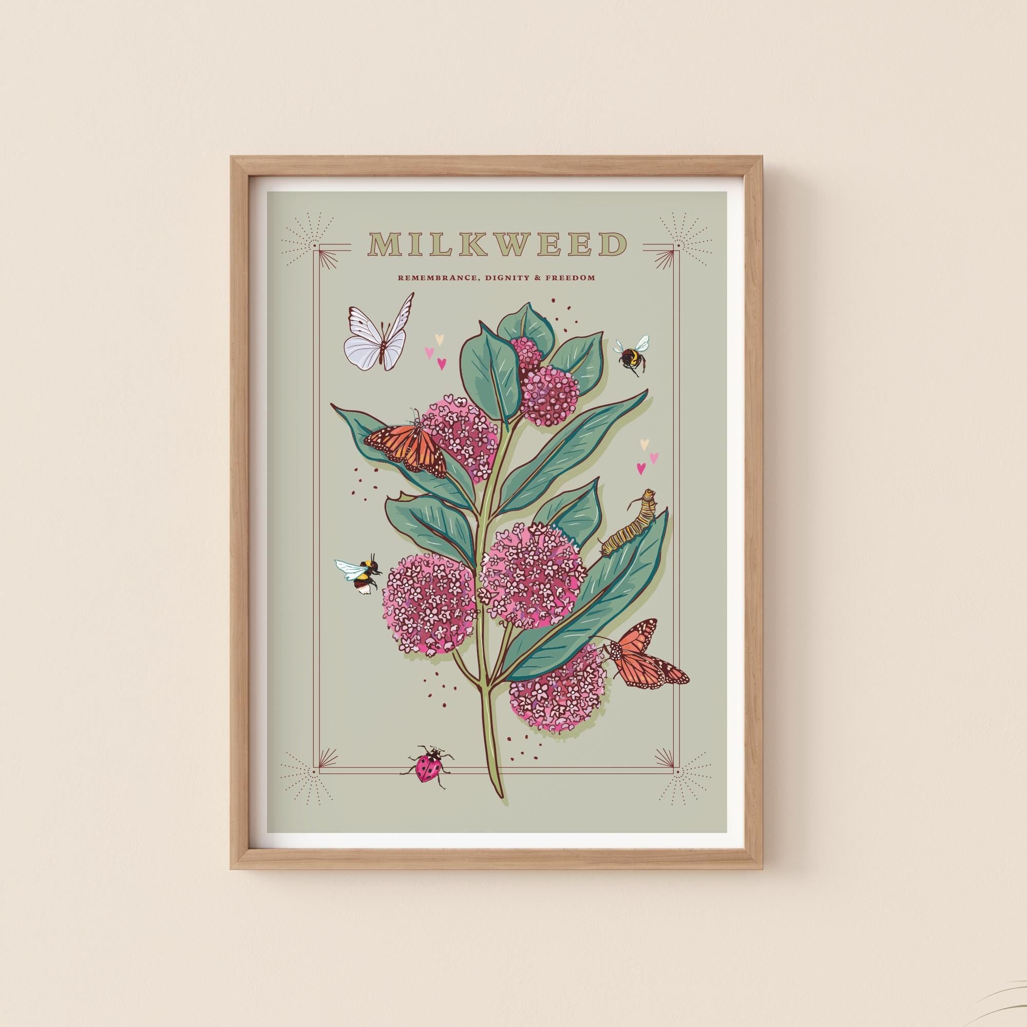 Milkweed and Monarch Butterfly Wall Art Print
