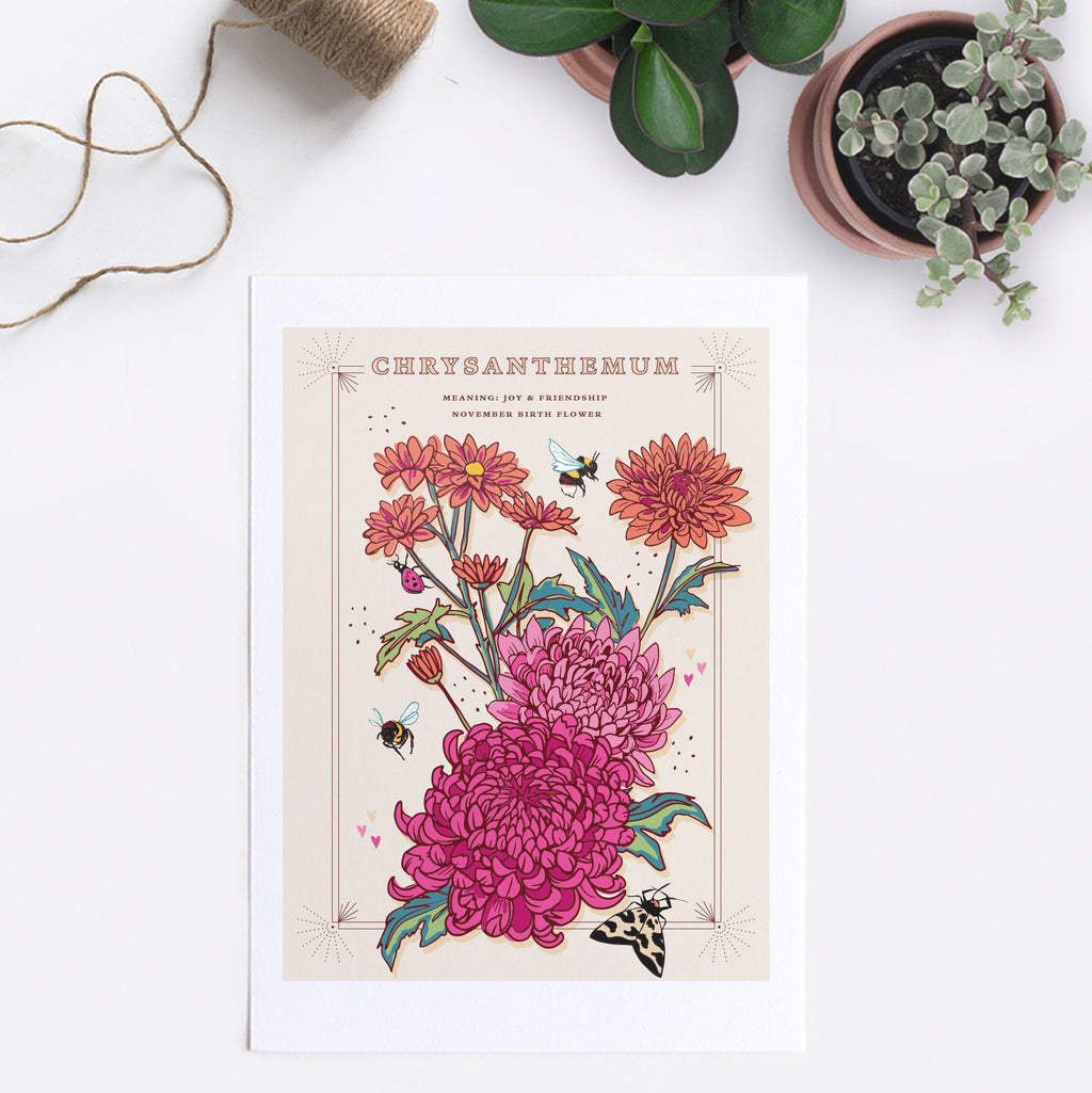 Chrysanthemum November Birth Flower Wall Art Print