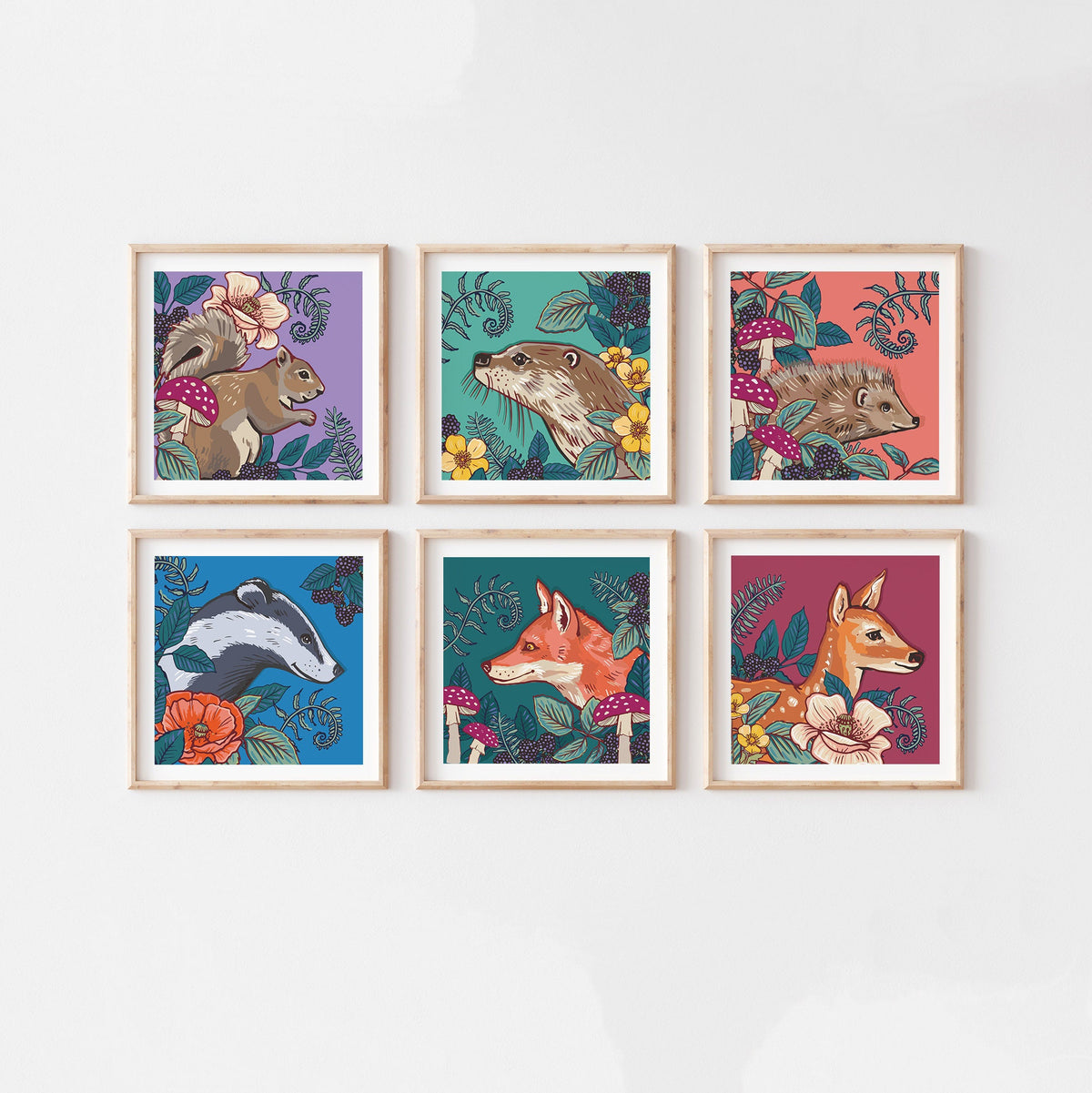 Woodland Otter Square Wall Art Print 8x8