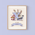 X - Personalised Letter X Print, Initial X Wall Art, Nature Guide Monogram Illustration
