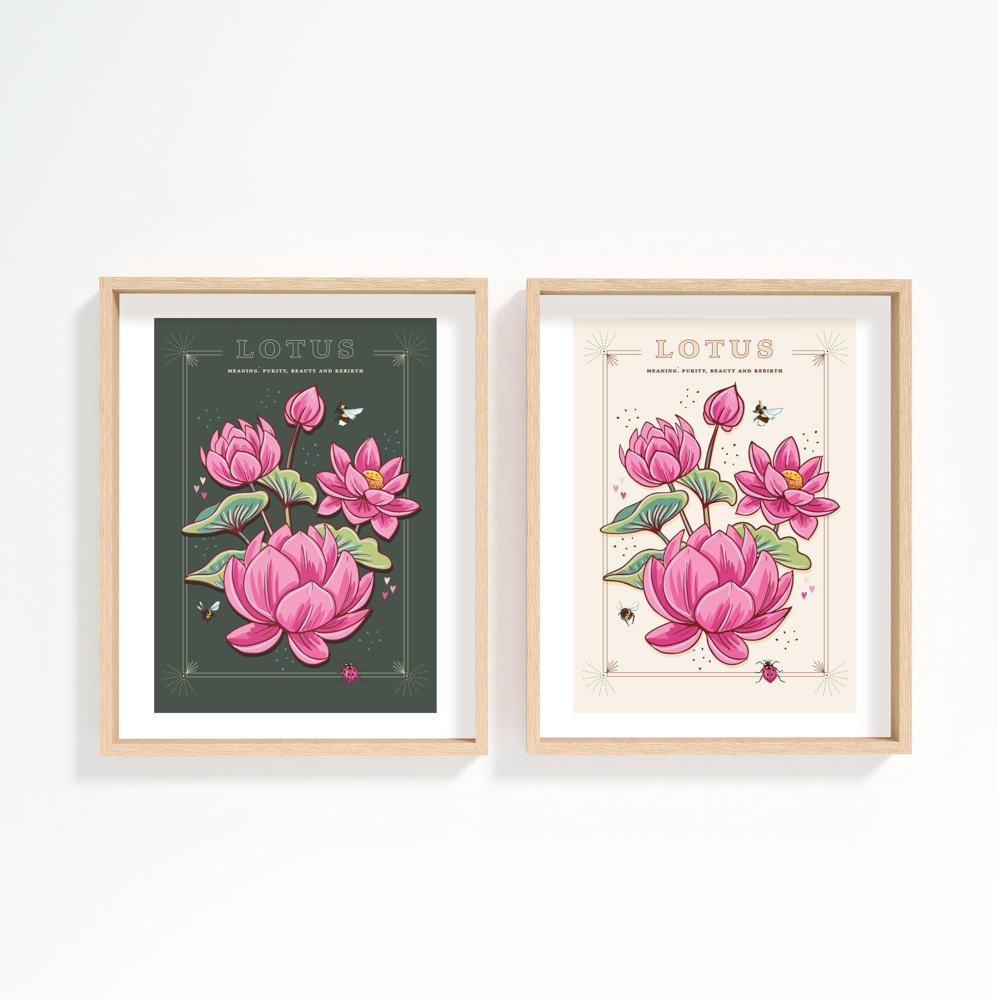 Lotus Flower Art Print, Vintage Botanical Illustration
