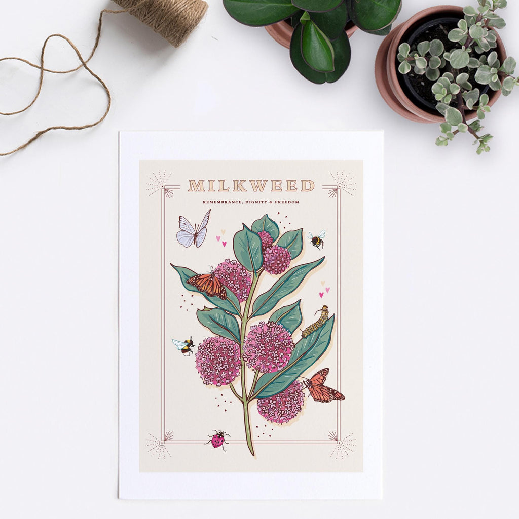 Milkweed and Monarch Butterfly Wall Art Print