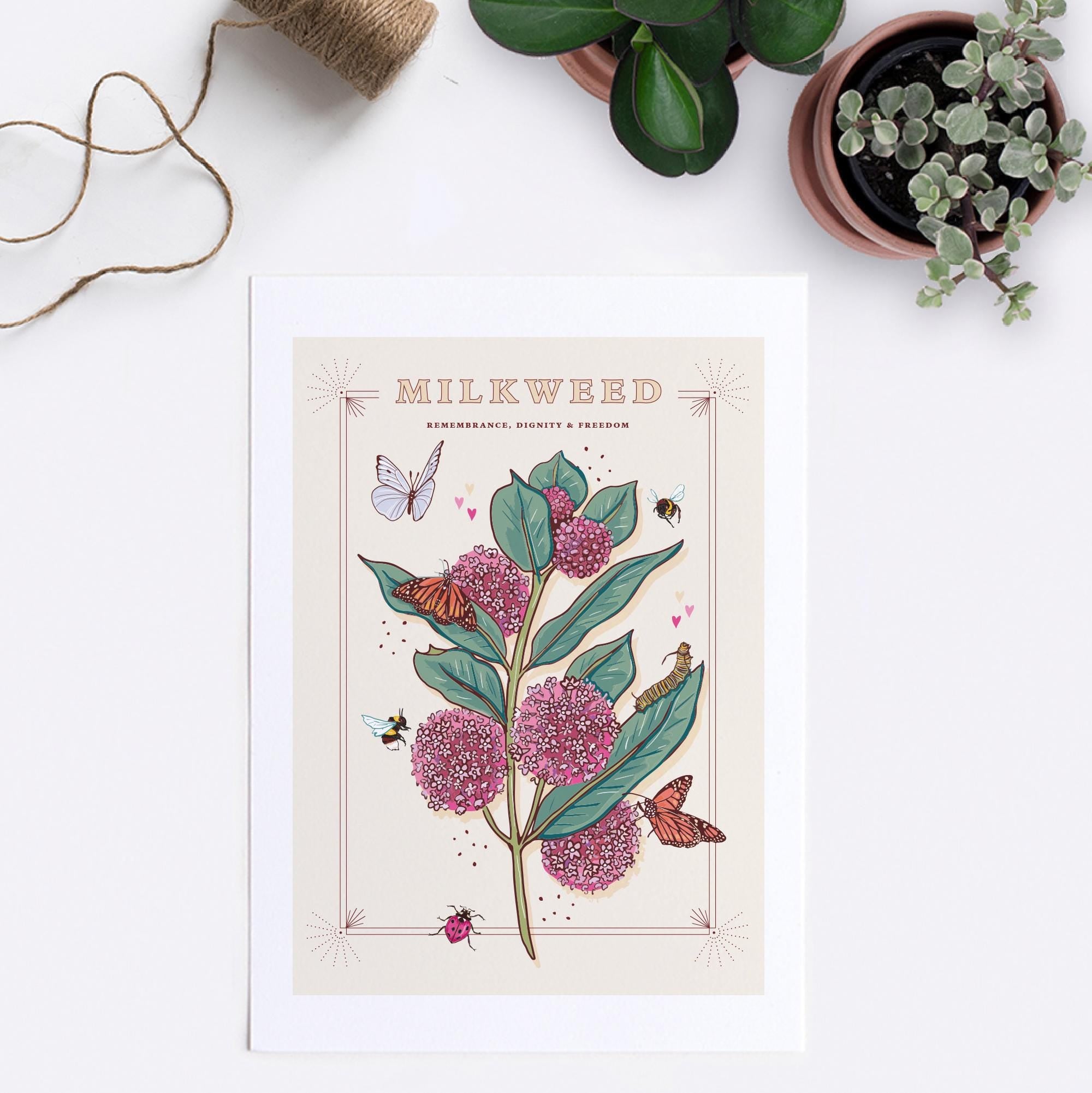 Milkweed and Monarch Butterfly Wall Art Print