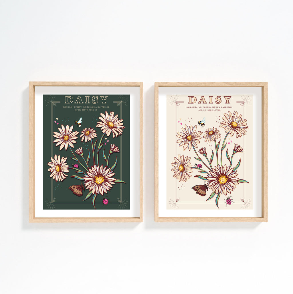 Daisy April Birth Flower Wall Art Print