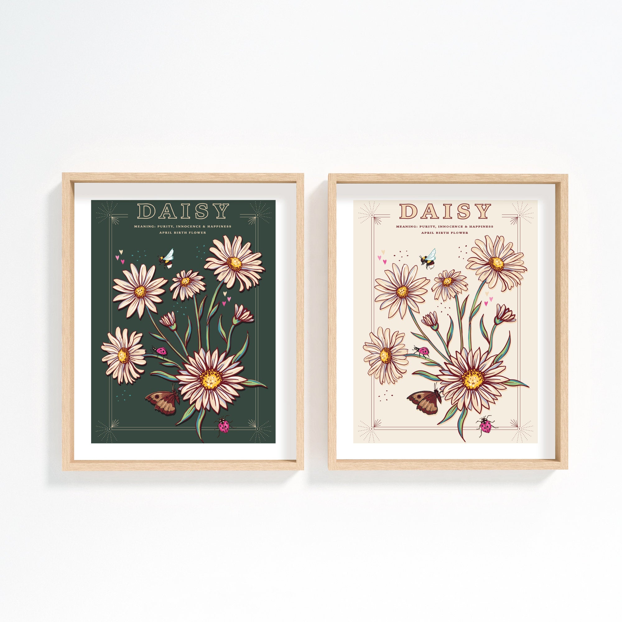 Daisy April Birth Flower Wall Art Print