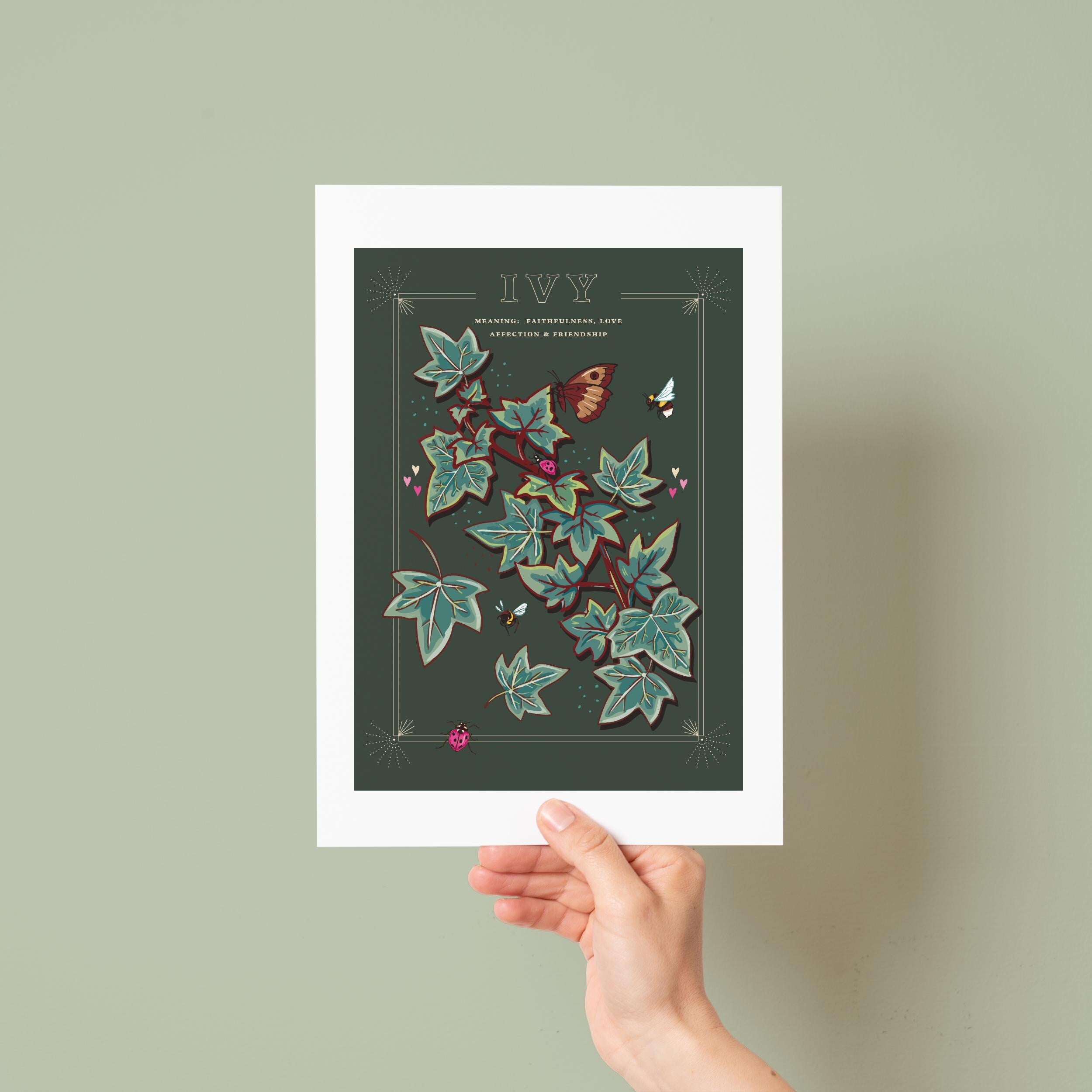 Ivy Wall Art Print, Vintage Cottage Style Illustration