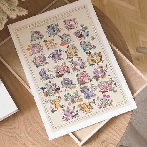 A to Z of Nature Alphabet Wall Art Print A4 size