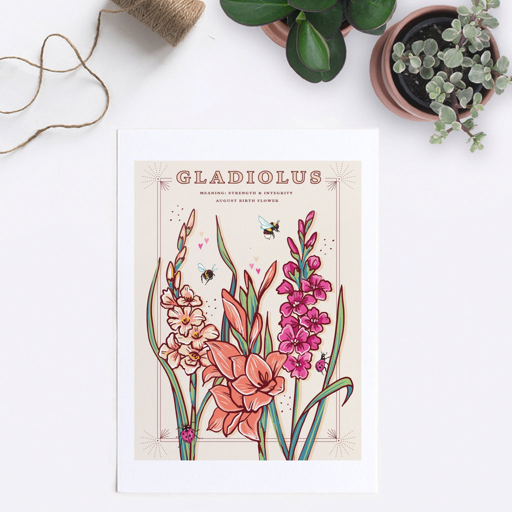 Gladiolus August Birth Flower Wall Art Print