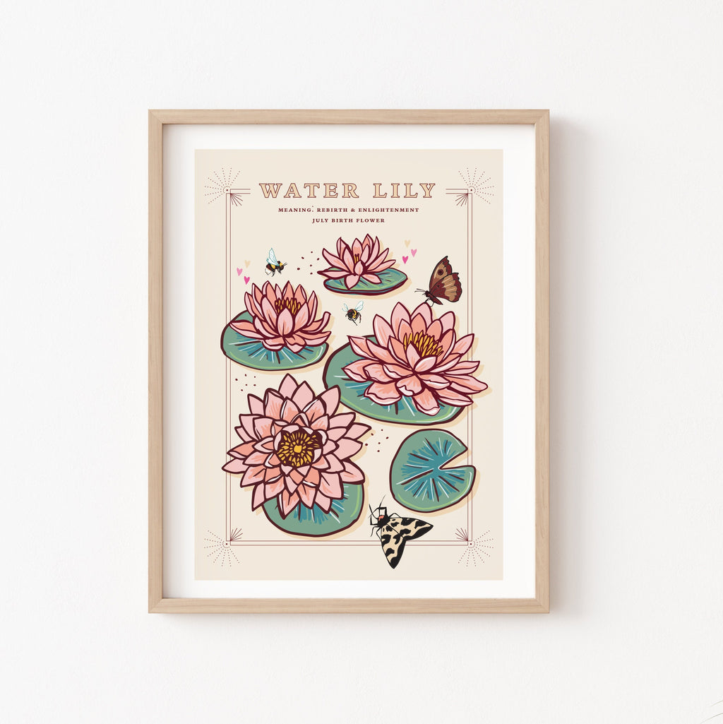 Water Lily July Birth Flower Wall Art Print