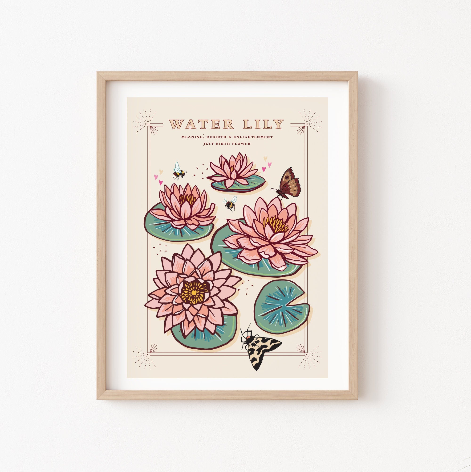 Water Lily July Birth Flower Wall Art Print