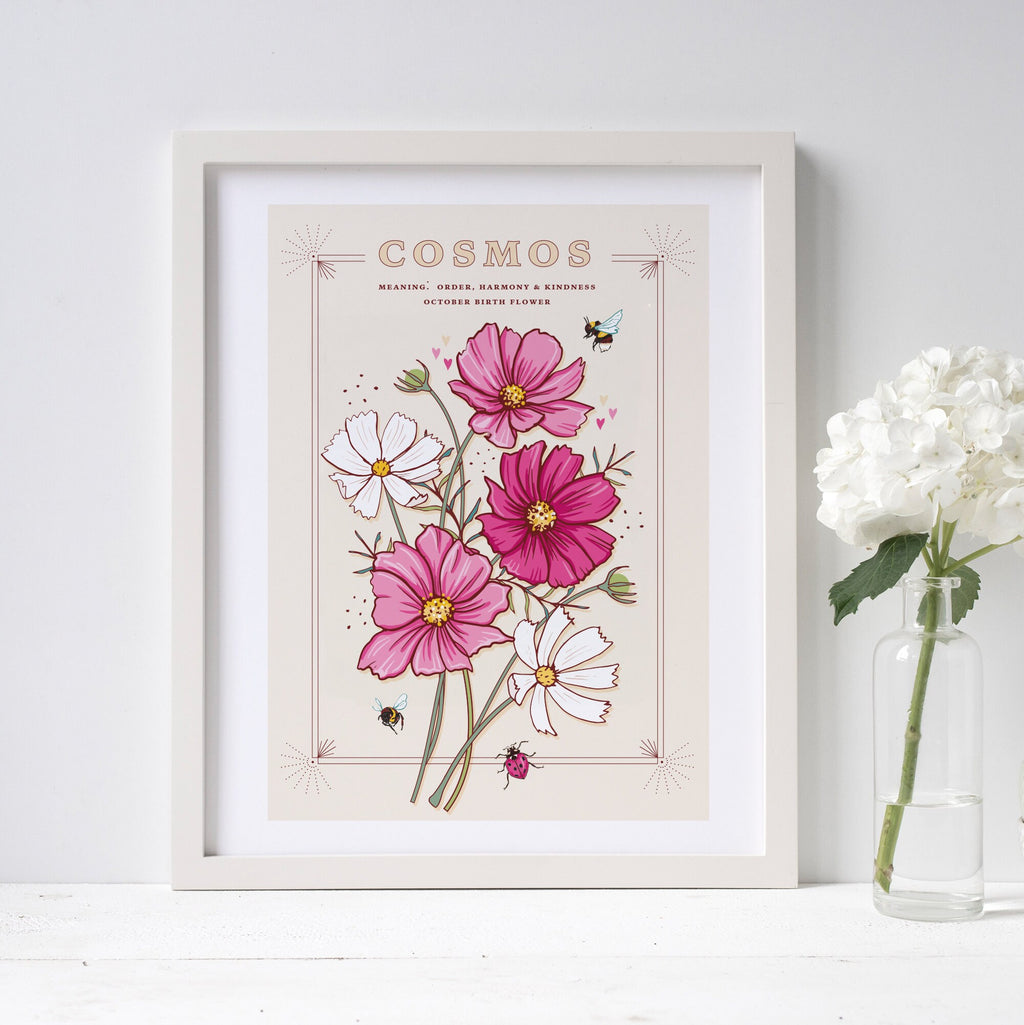 Cosmos October Birth Flower Wall Art Print