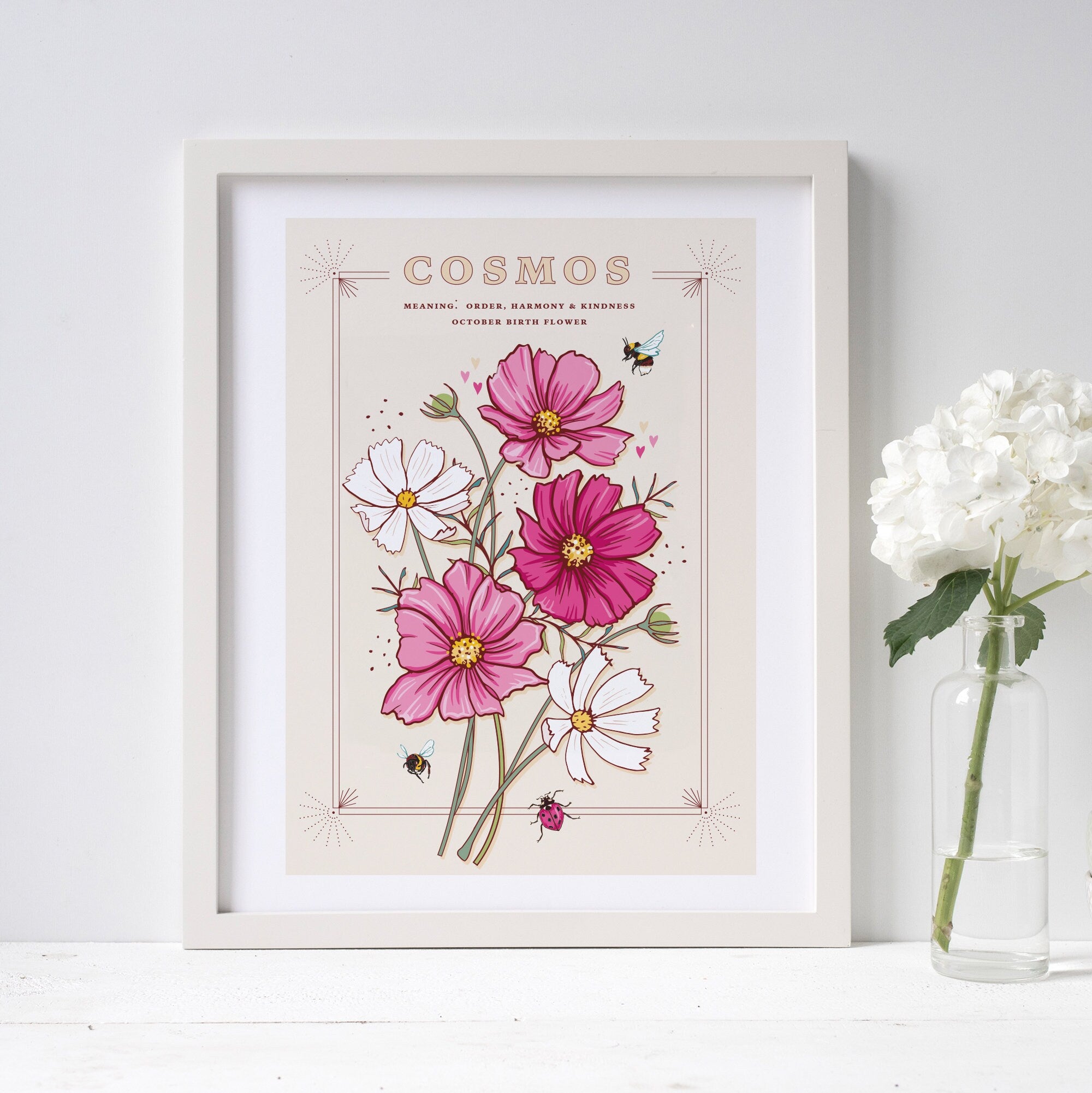 Cosmos October Birth Flower Wall Art Print