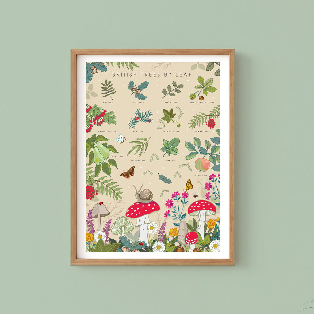 British Trees by Leaves Nature Guide Wall Art