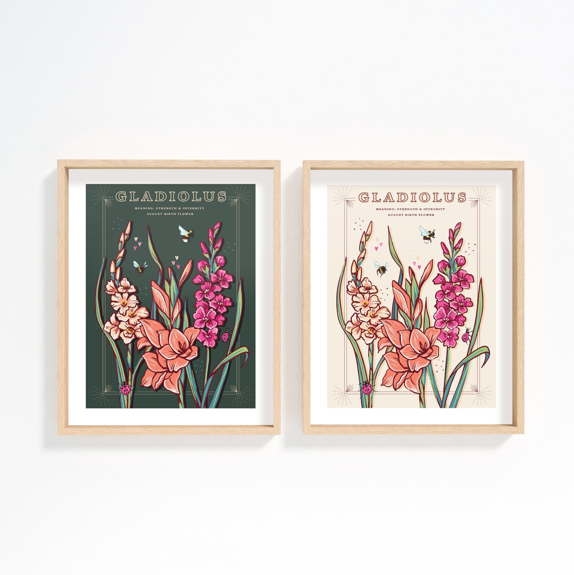 Gladiolus August Birth Flower Wall Art Print