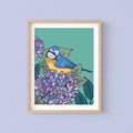 Blue Tit and Hydrangea Wall Art Print