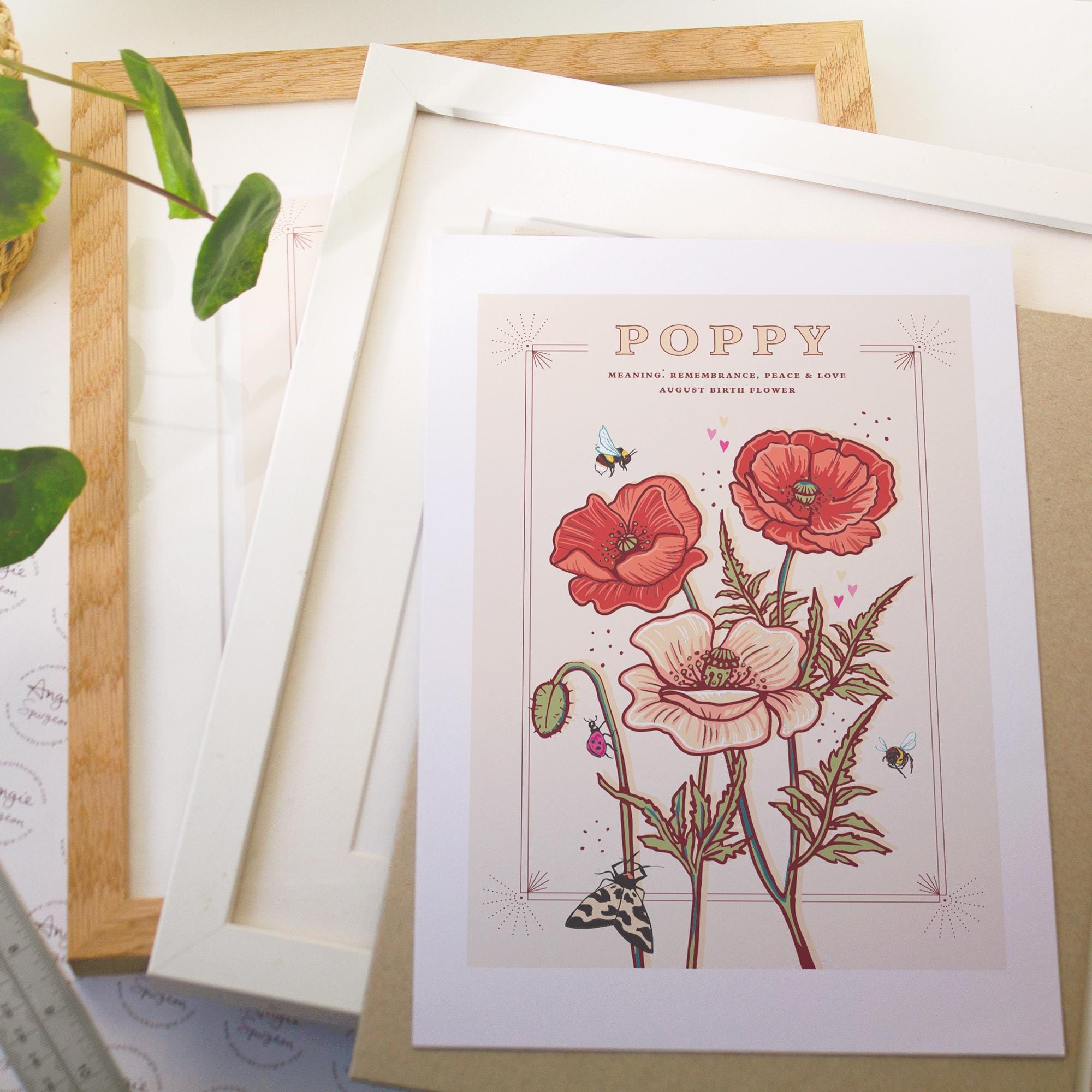 Poppy August Birth Flower Wall Art Print