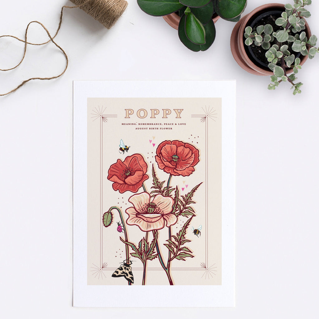 Poppy August Birth Flower Wall Art Print