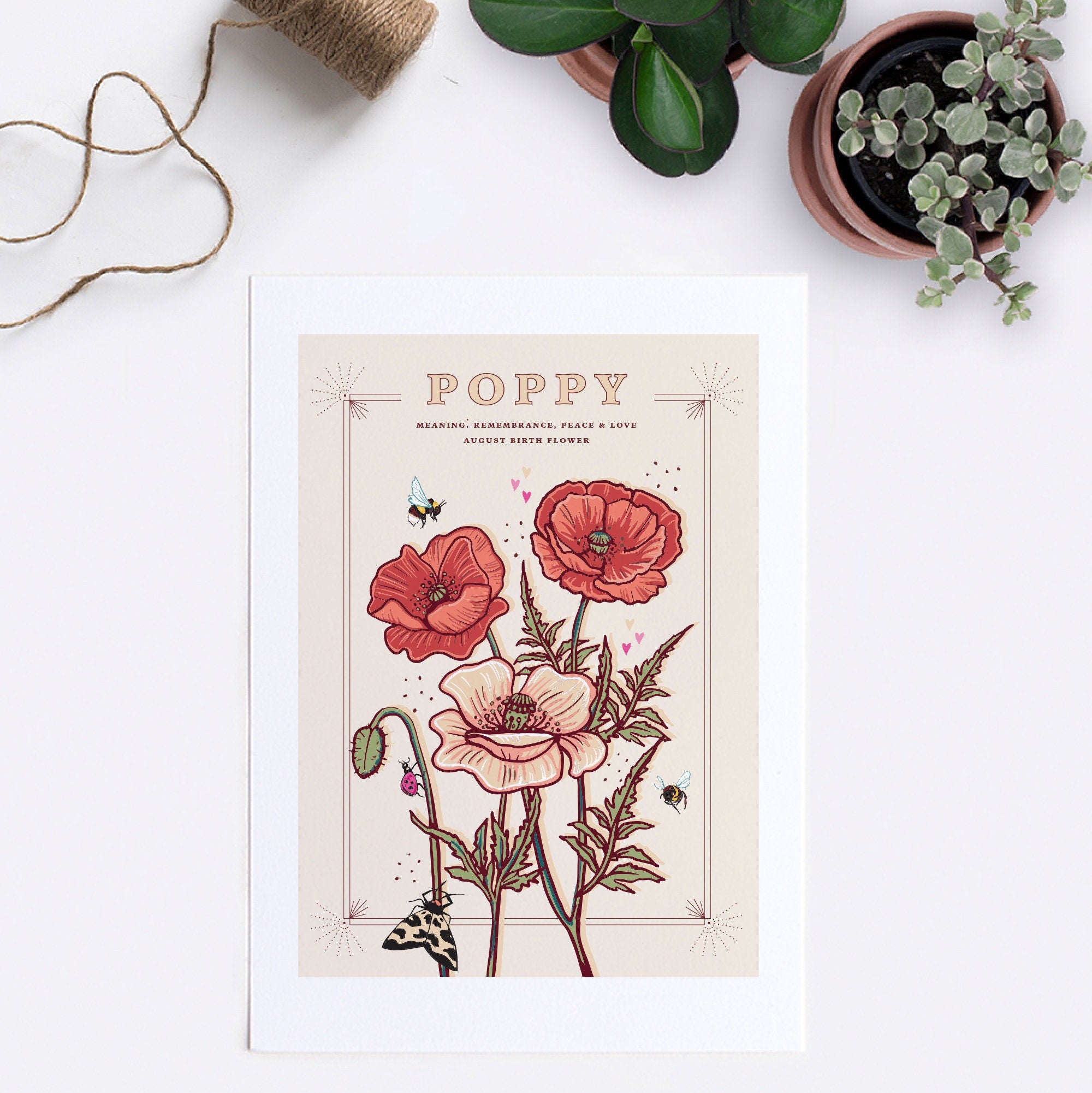 Poppy August Birth Flower Wall Art Print
