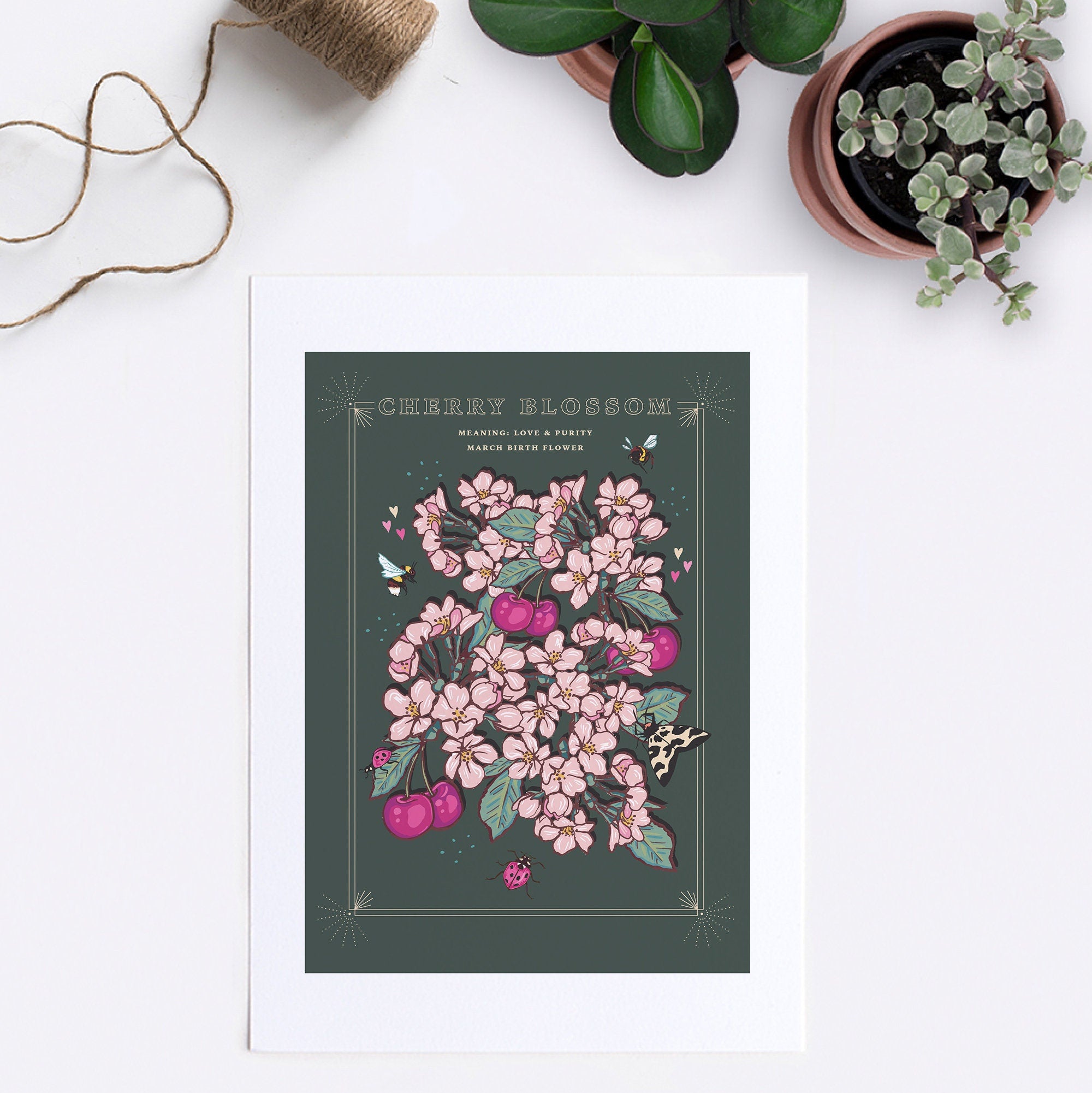 Cherry Blossom March Birth Flower Wall Art Print