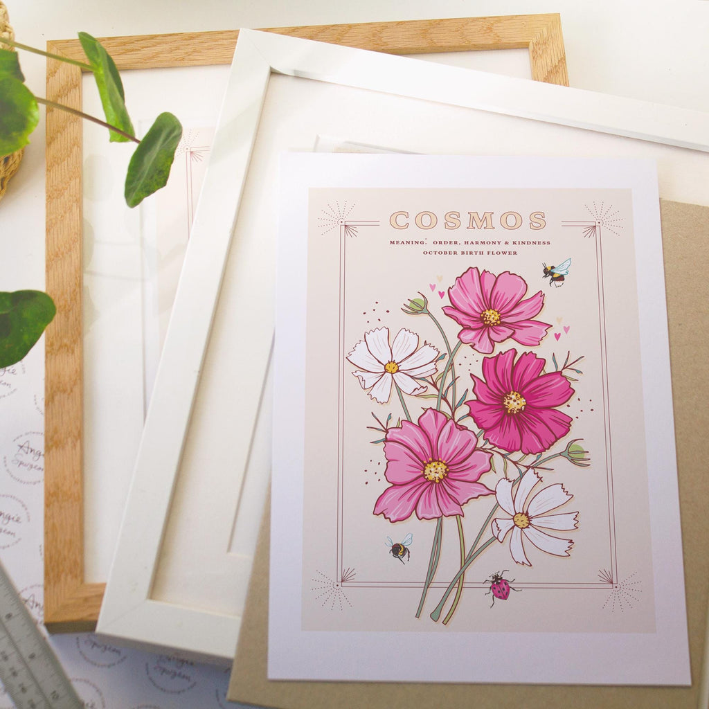 Cosmos October Birth Flower Wall Art Print