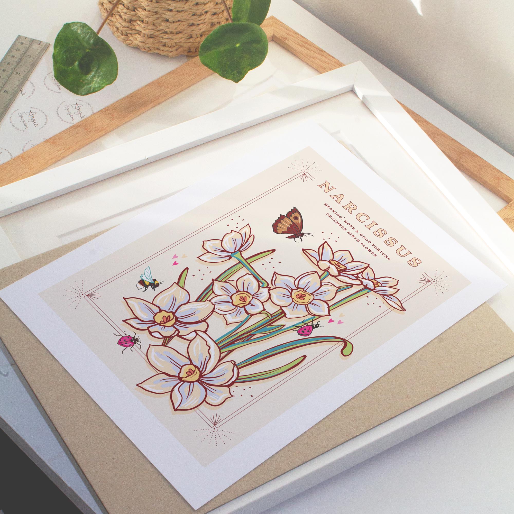 Narcissus December Birth Flower Wall Art Print