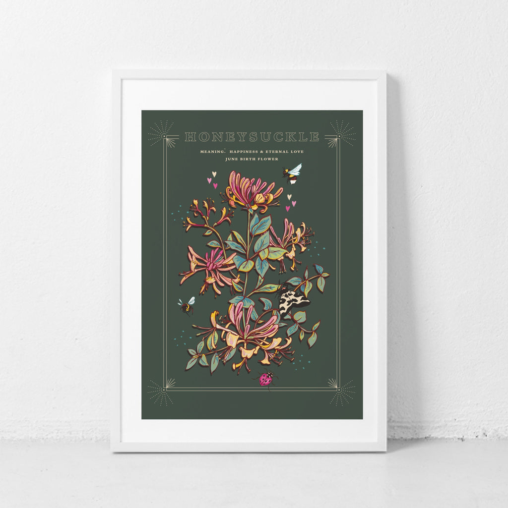 Honeysuckle June Birth Flower Wall Art Print