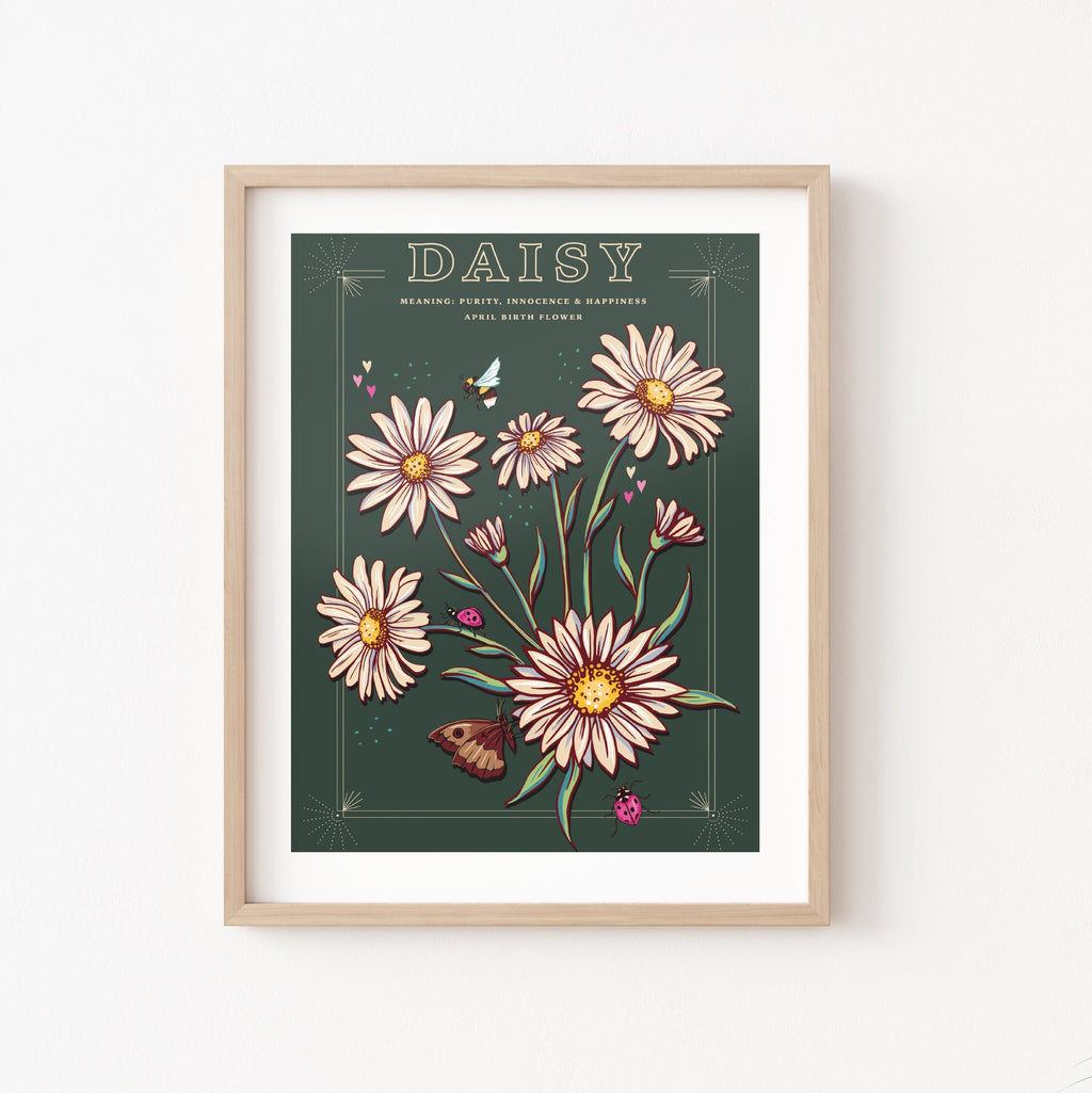 Daisy April Birth Flower Wall Art Print