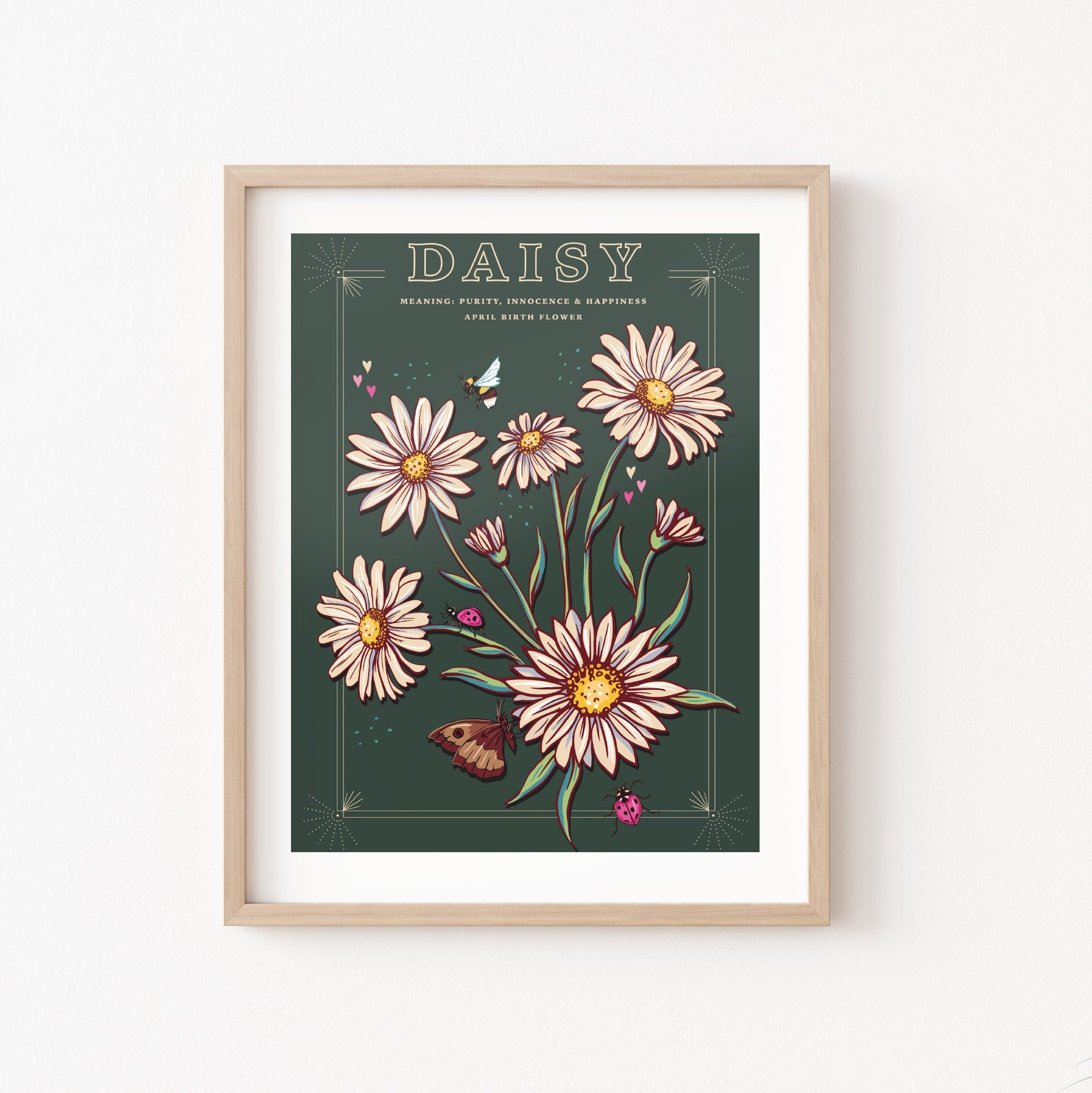 Daisy April Birth Flower Wall Art Print