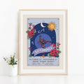 Scorpio Wall Art Print, Zodiac Sign and Flowers Illustration Print