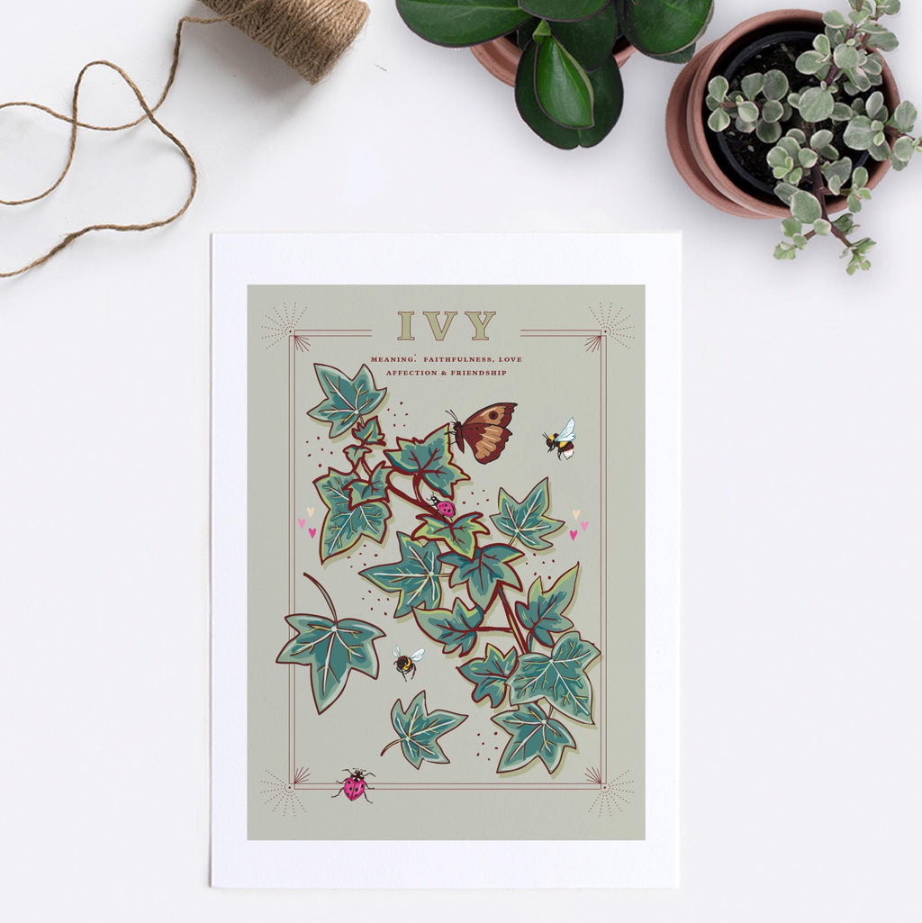 Ivy Wall Art Print, Vintage Cottage Style Illustration