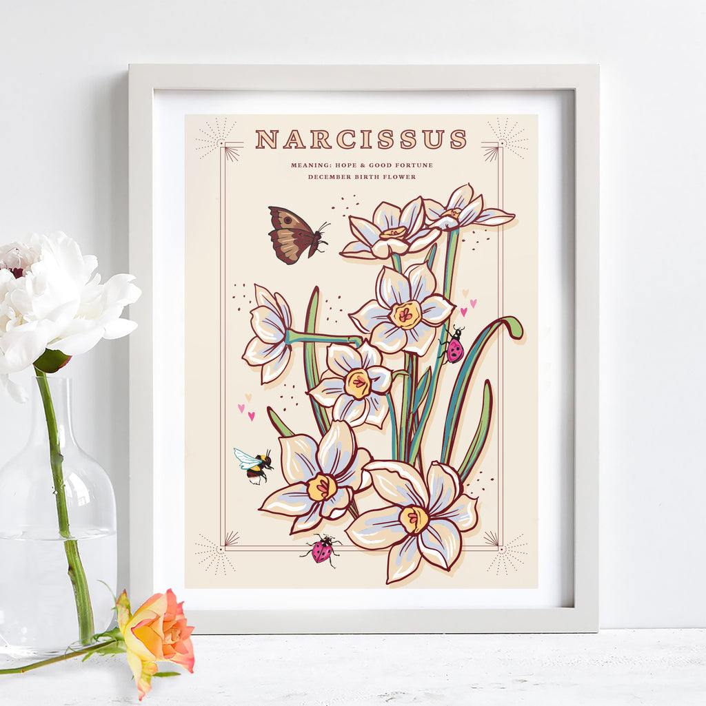 Narcissus December Birth Flower Wall Art Print