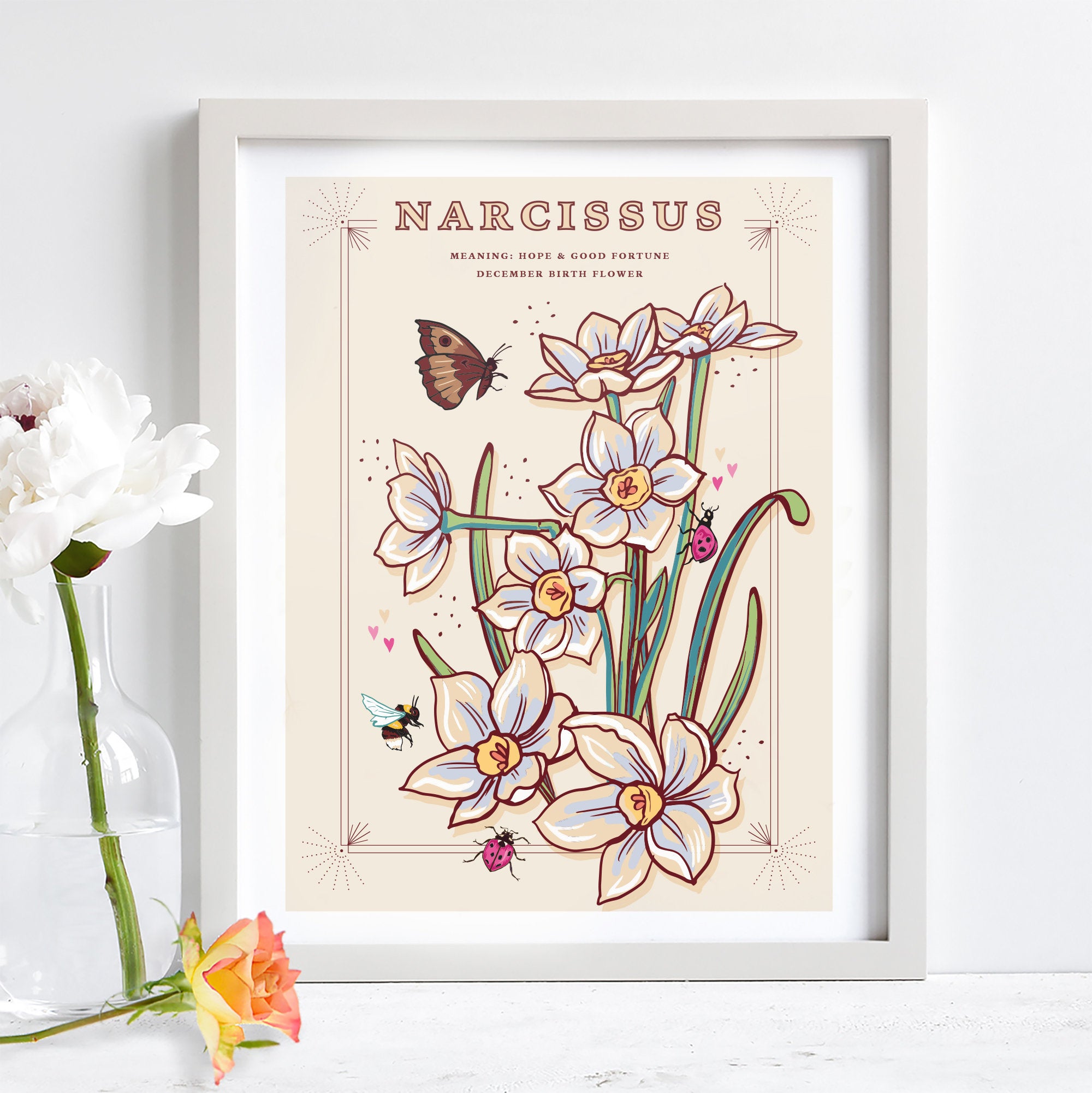Narcissus December Birth Flower Wall Art Print