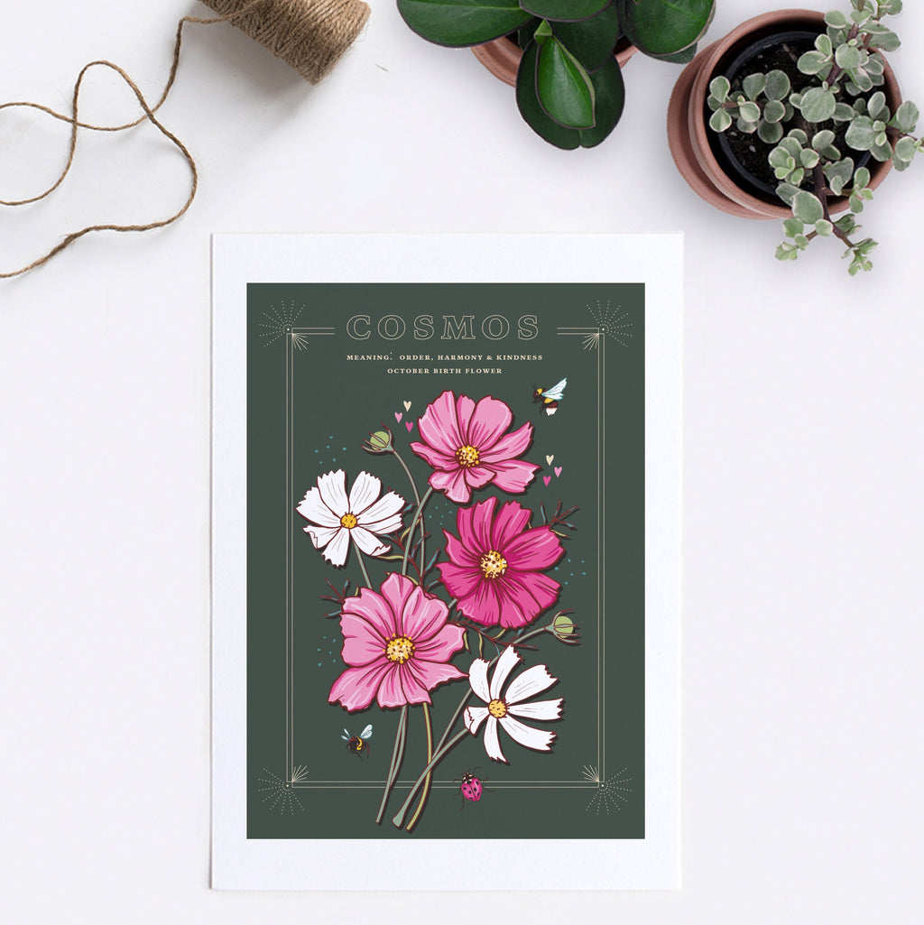 Cosmos October Birth Flower Wall Art Print