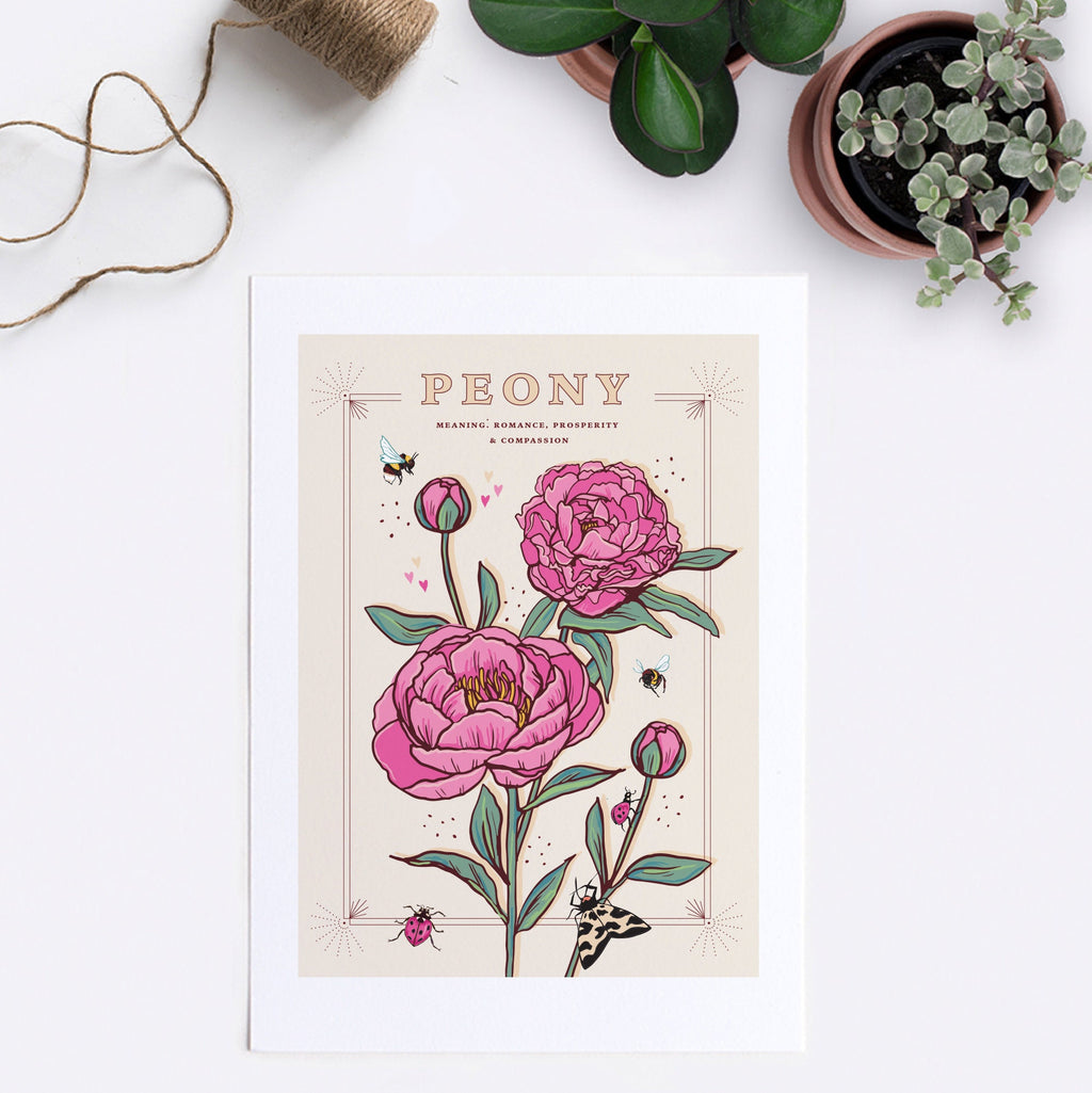 Peony November Birth Flower Wall Art Print