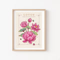 Lotus Flower Art Print, Vintage Botanical Illustration