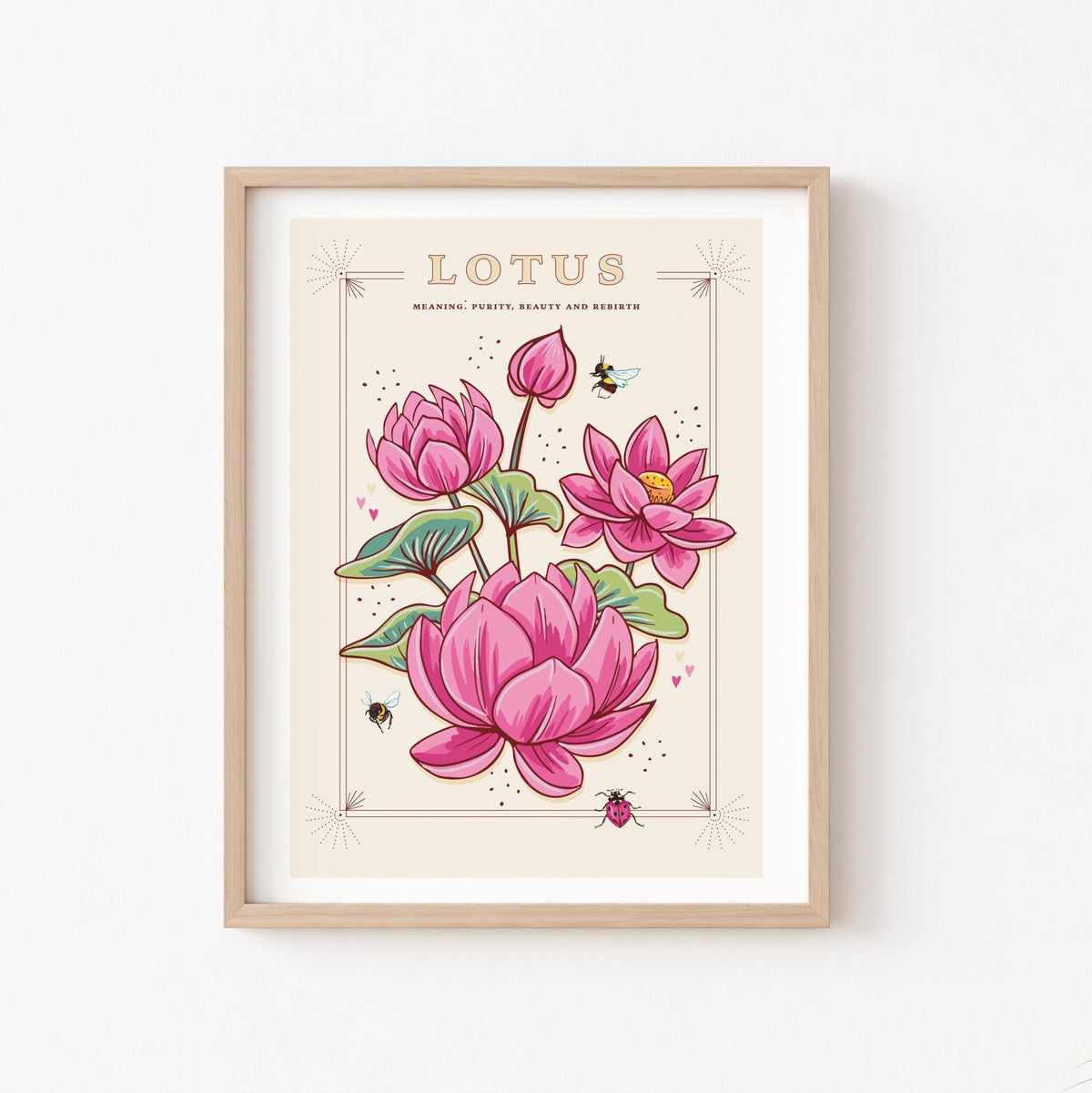 Lotus Flower Art Print, Vintage Botanical Illustration