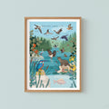 British Lake Wildlife Nature Guide Wall Art