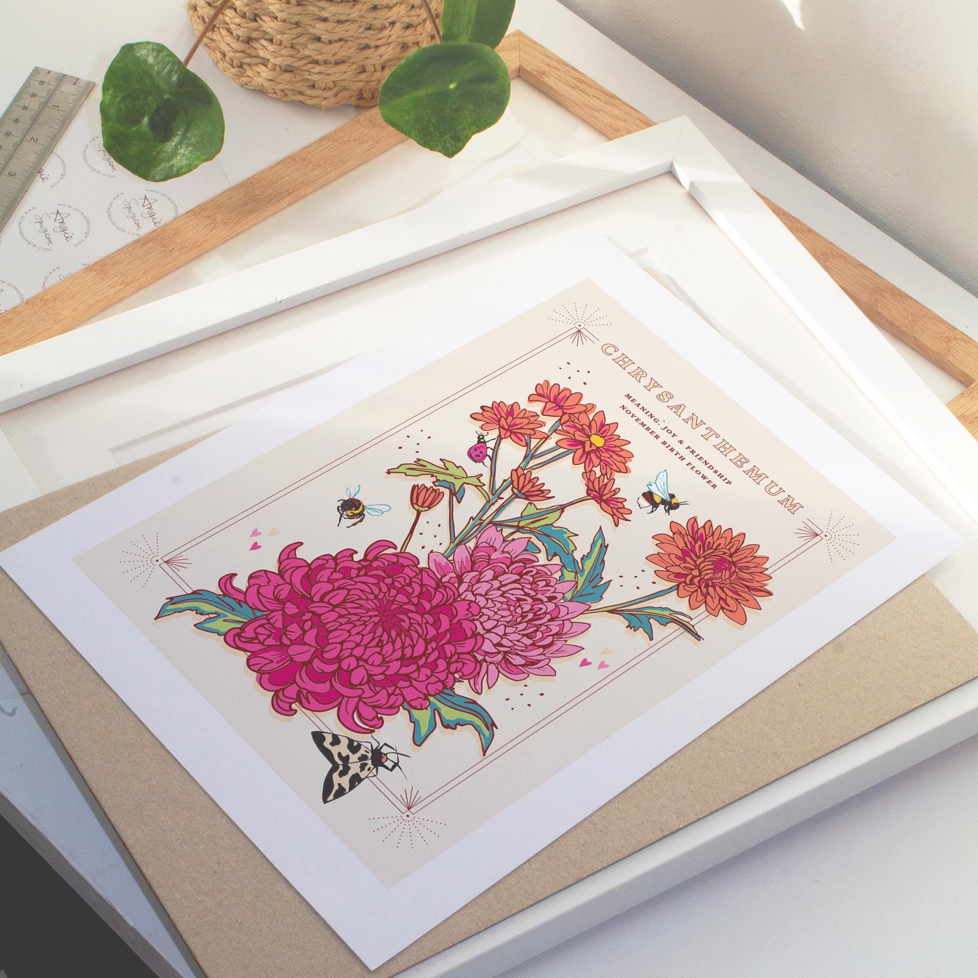 Chrysanthemum November Birth Flower Wall Art Print