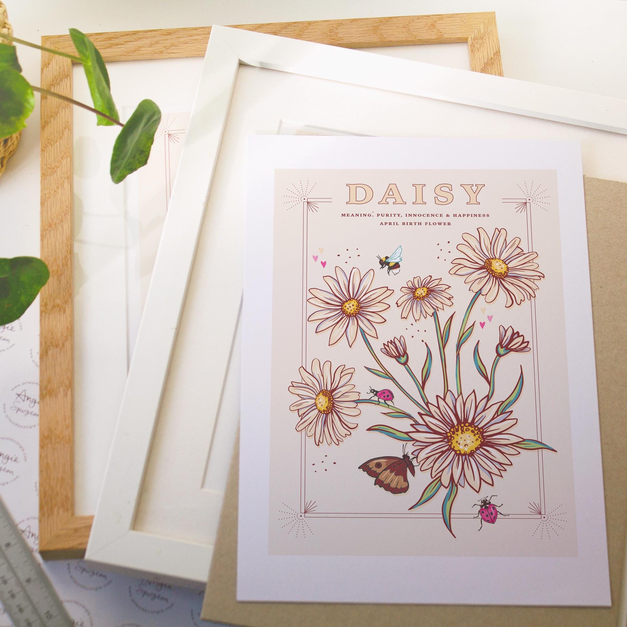 Daisy April Birth Flower Wall Art Print